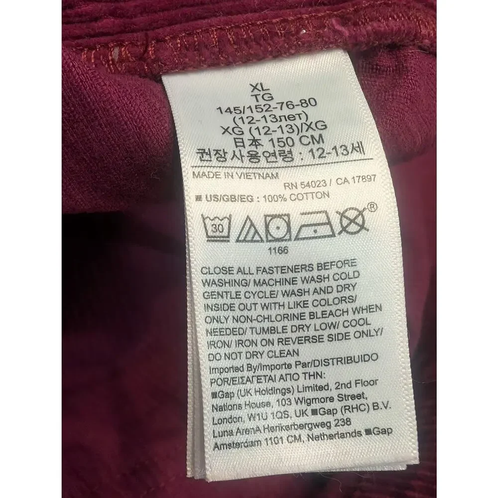 Gap Kids Corduroy Purple, Maroon, NWOT, Girl's XL 12